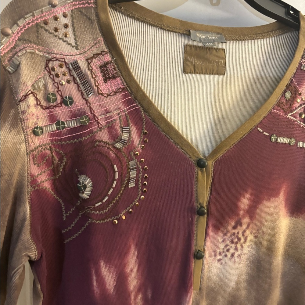 Marc Aurel Tie-Dye Long Sleeve Top sz 42/ XL - Picture 4 of 6